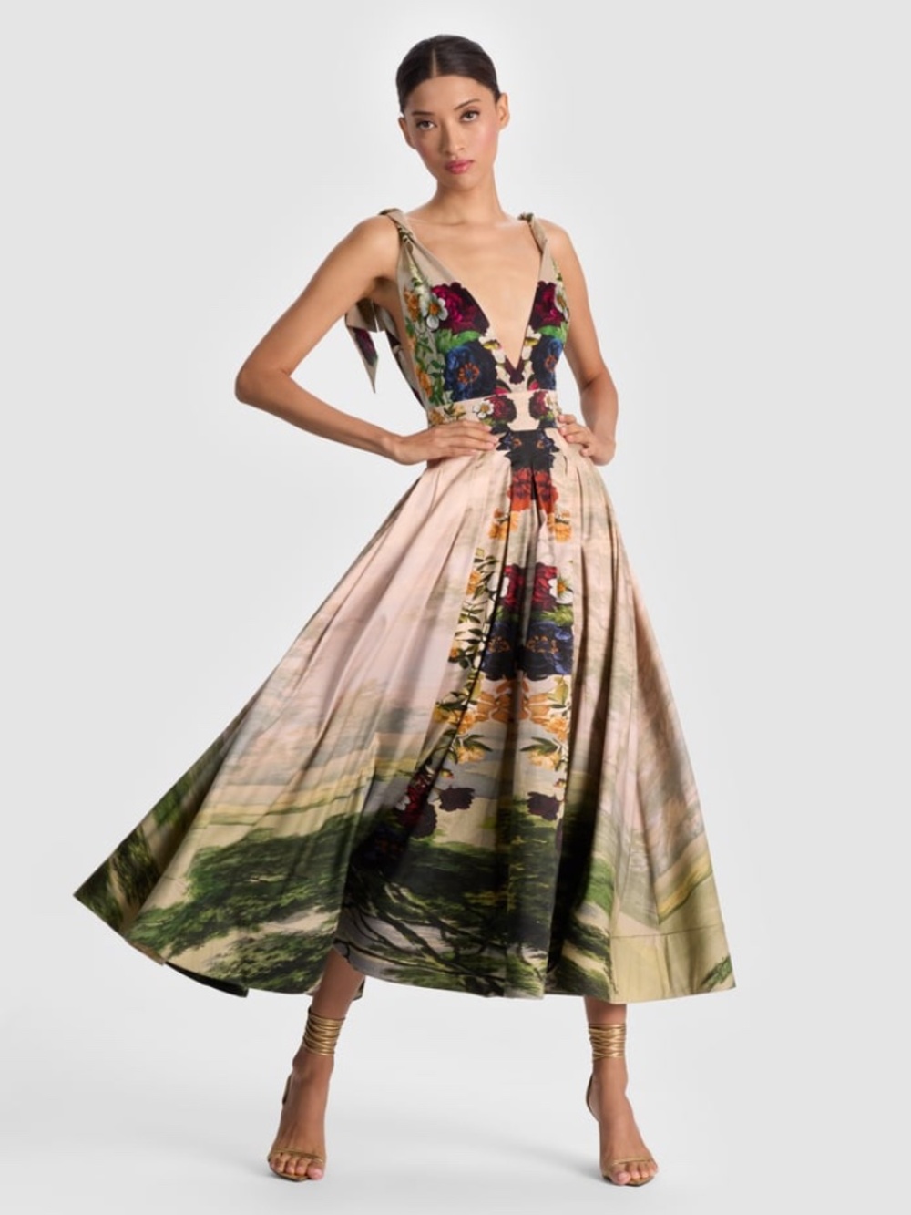 Alice + Olivia Multicolor Floral Midi Dress